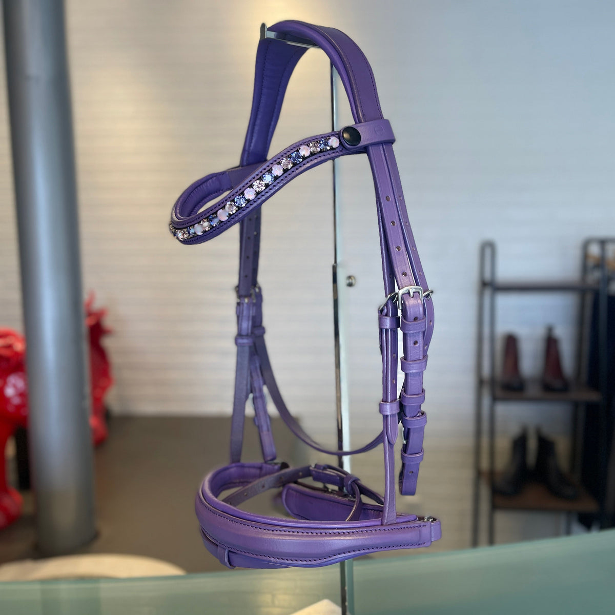 The Fandango Purple Leather Snaffle Bridle