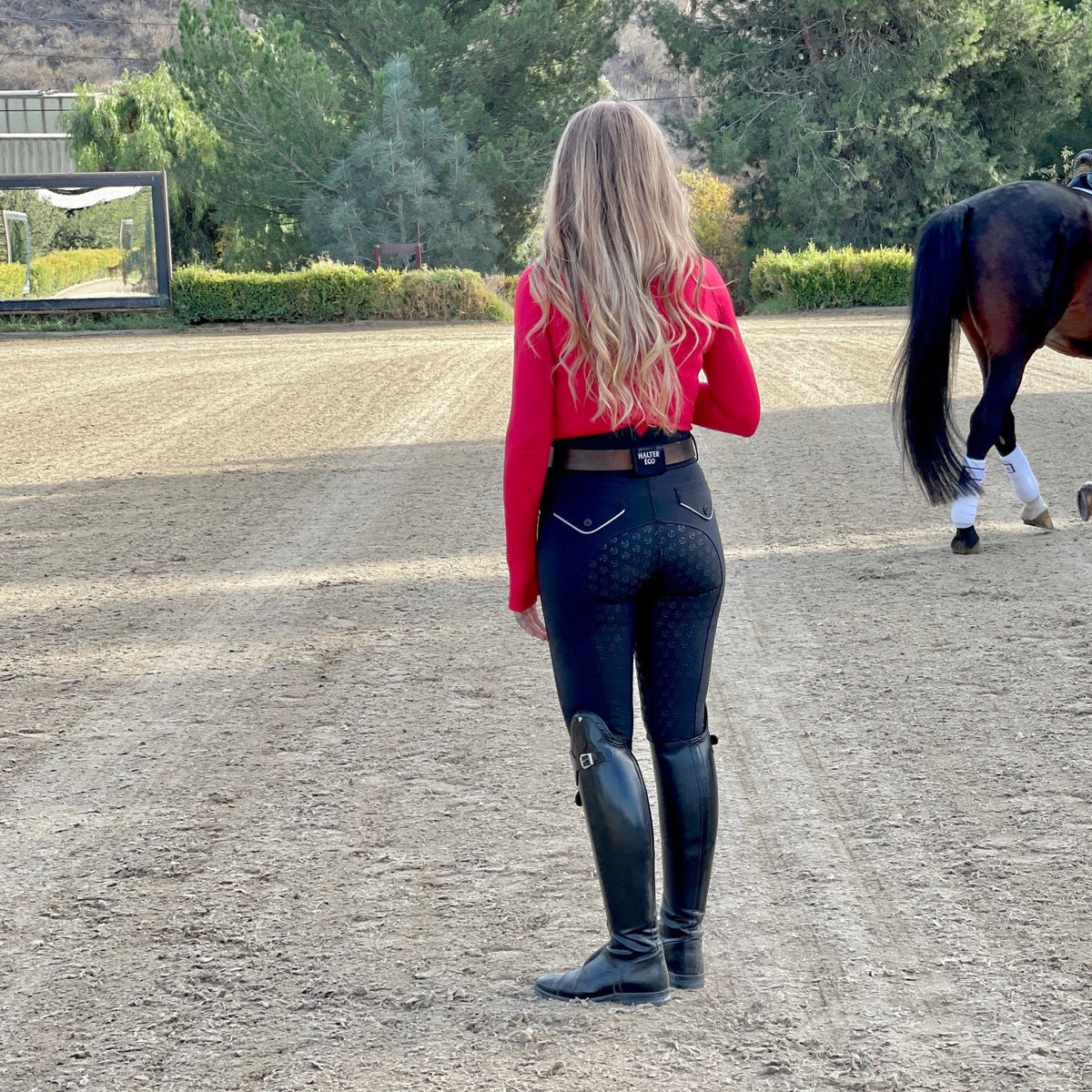 Perfection 2.0 - Black with Silver Piping Mid Waist Breeches