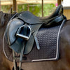 European Cotton Dressage Saddle Pad - Black with Crystal & Gunmetal Trim