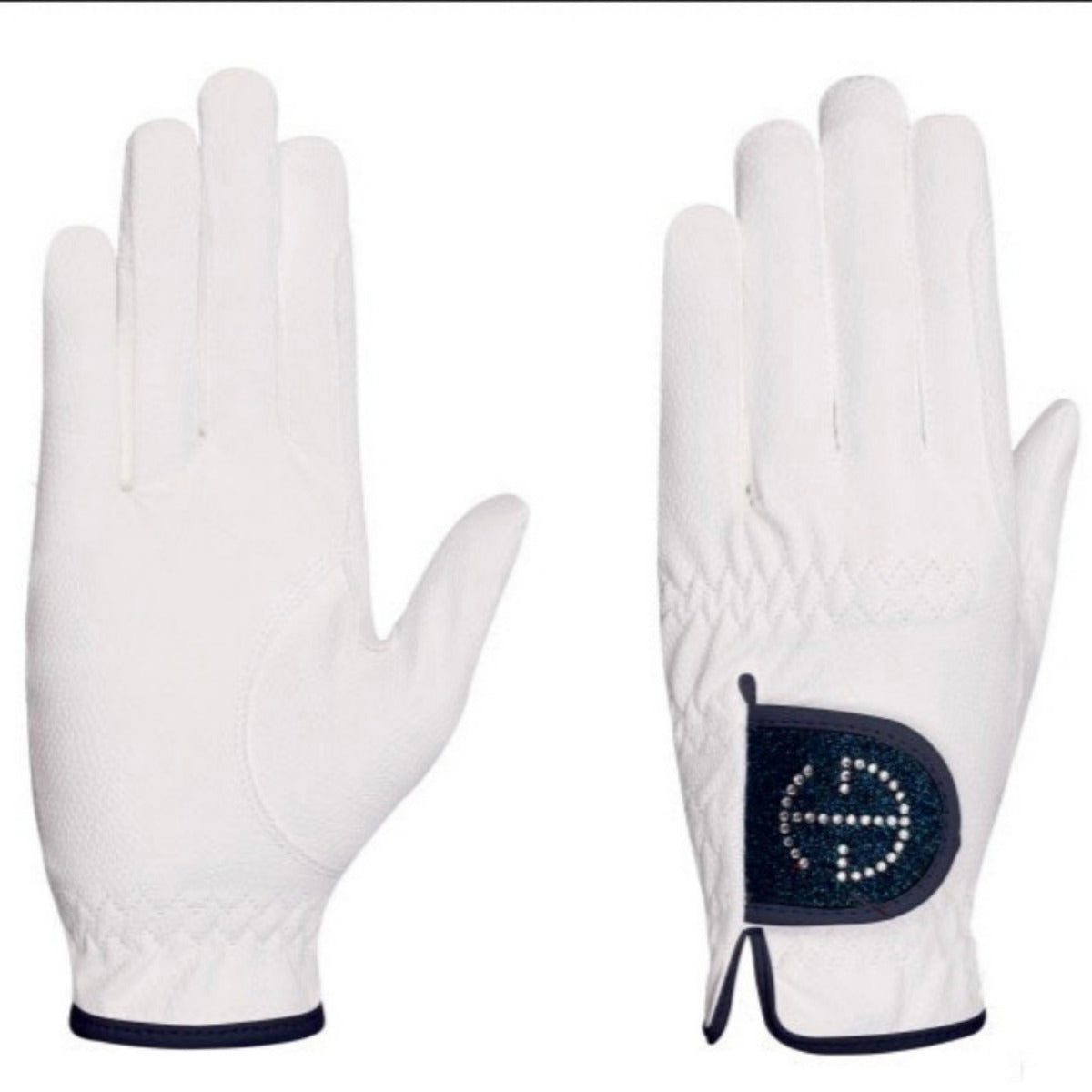Halter Ego® Competition Gloves - Bermuda Blue Glitter &amp; Crystal Logo