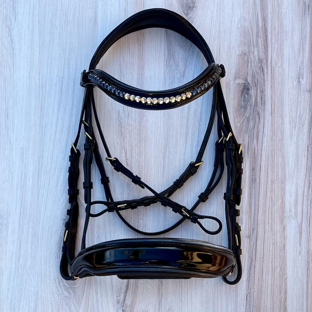 Charleston - Black Patent Leather Double Bridle