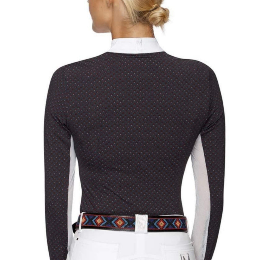 Pizazz Long Sleeve Women&#39;s Riding Shirt - Spades Pattern