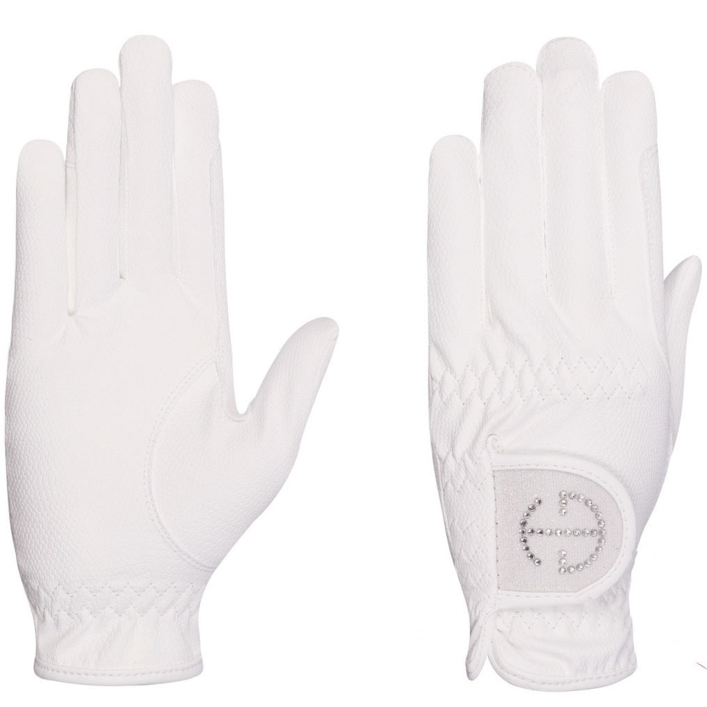 Halter Ego® Competition Gloves - White Glitter &amp; Crystal Logo