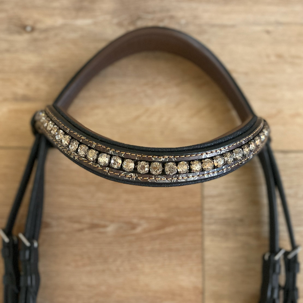 The Baroque Black Snaffle Bridle with Light Brown Padding
