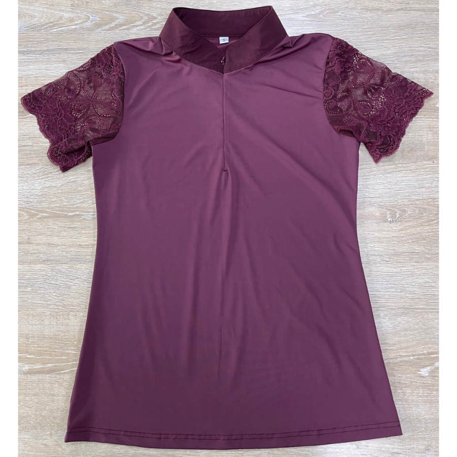 Tara - Maroon Short Sleeve Lace Competition Shirt