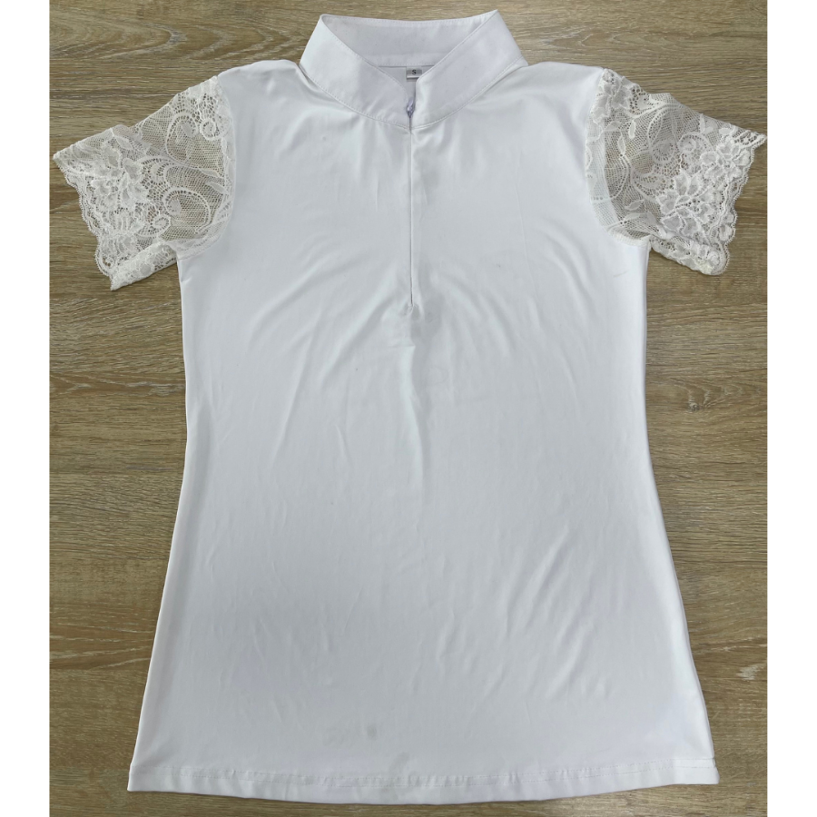 Tara - White Short Sleeve Lace Competition Shirt