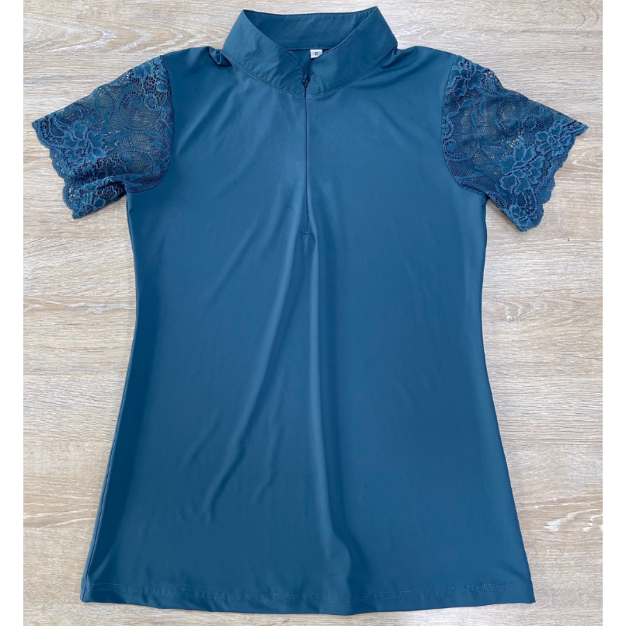 Tara - Teal Short Sleeve Lace Competition Shirt