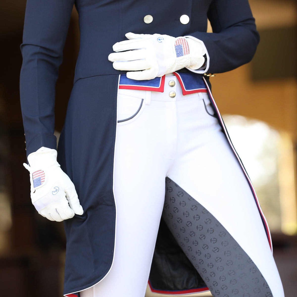 Perfection 2.0 Show Breeches - White with Grey Seat