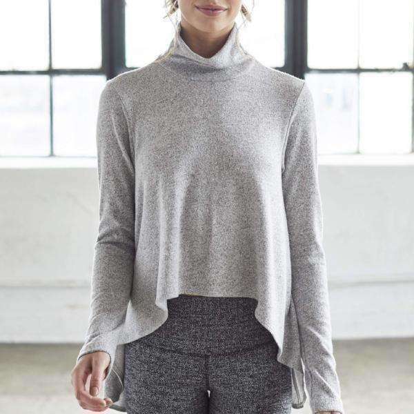 Mock Turtleneck &quot;Cape&quot; Sweater - Heather Grey