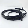 Black Flat Leather Rubber Lined Reins With Stops