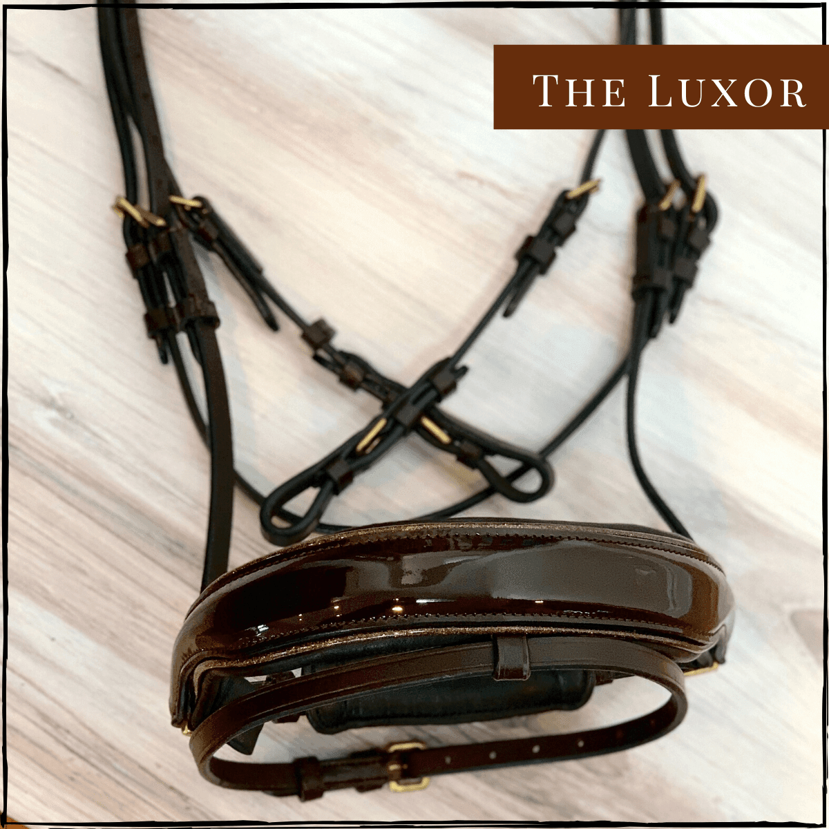 Luxor Brown Patent Sparkle Snaffle Bridle