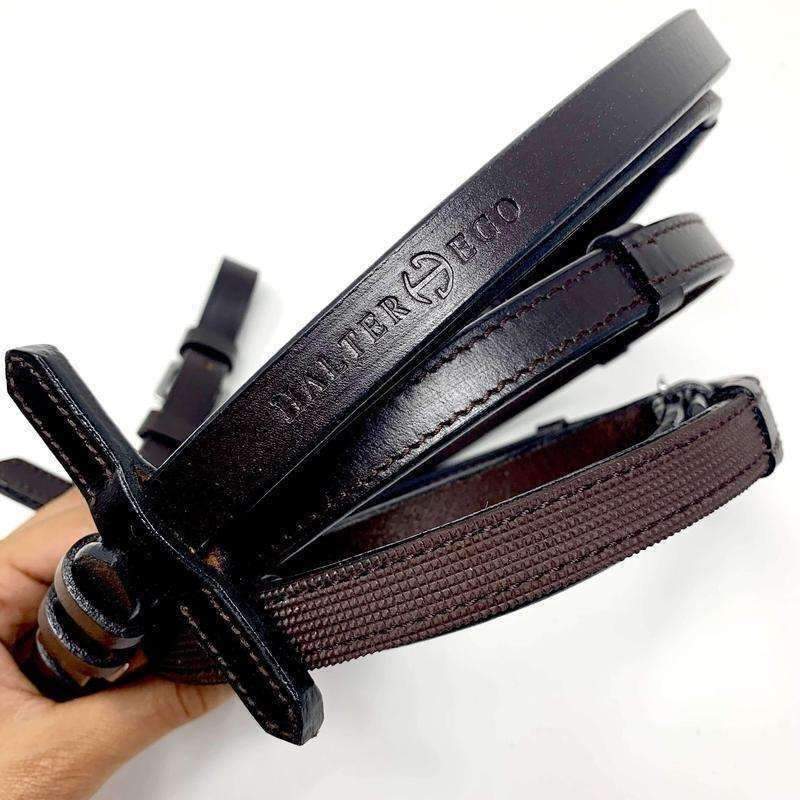 Halter Ego® Luxury Rubber Grip Lined Rolled Leather Reins