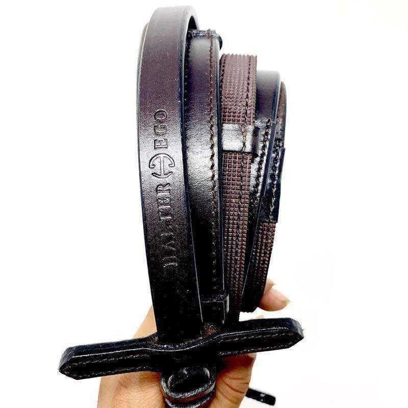 Halter Ego® Luxury Rubber Grip Lined Rolled Leather Reins