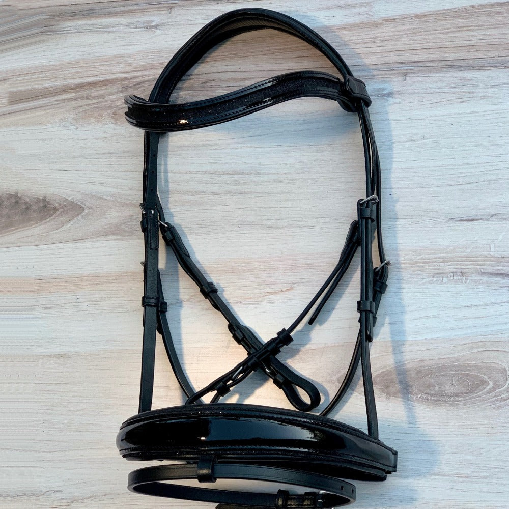 Natalia Black Patent Snaffle Bridle