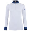 Roxana - White & Cadet Blue Long Sleeve Riding Shirt