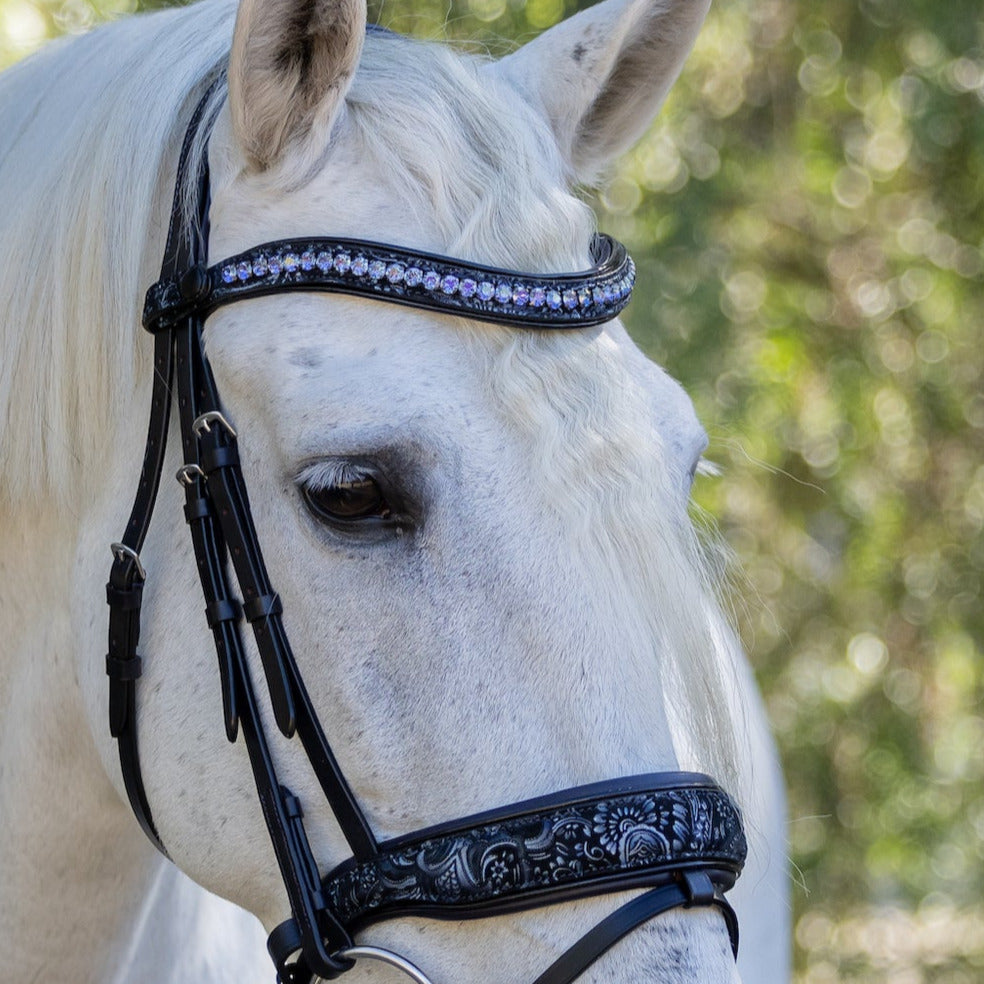 Munich Navy Leather Snaffle Bridle